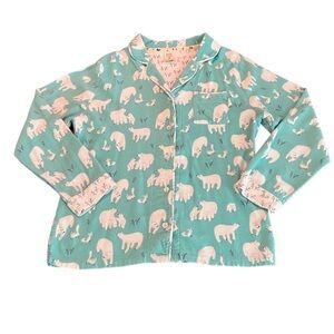 MUNKI MUNKI WOMENS POLAR BEAR PAJAMA TOP SIZE LARGE
